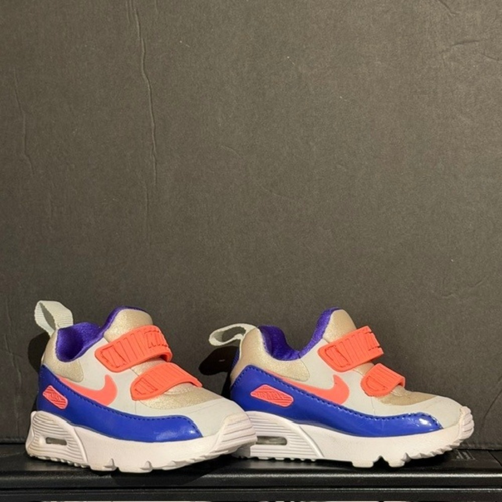 Nike Air Max Tiny 90 Kids 3C Blue Orange Like New 881928-005 Sneakers